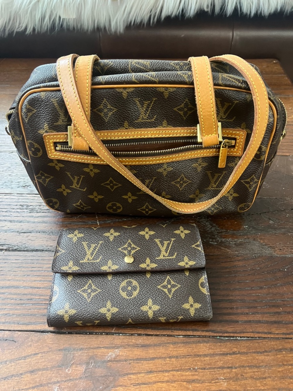 Louis Vuitton Brown Monogram Canvas Shoulder Bag with Wallet